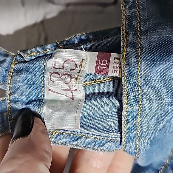 Matilda Jane Okay Gigi sz 16 blue denim chambray shortalls new K52 - Picture 5 of 5